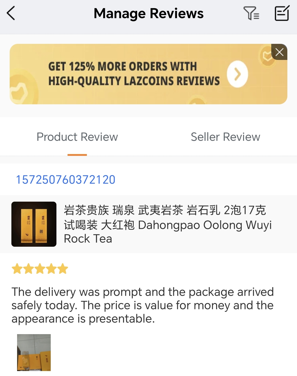 Lazada customer review screenshot 1