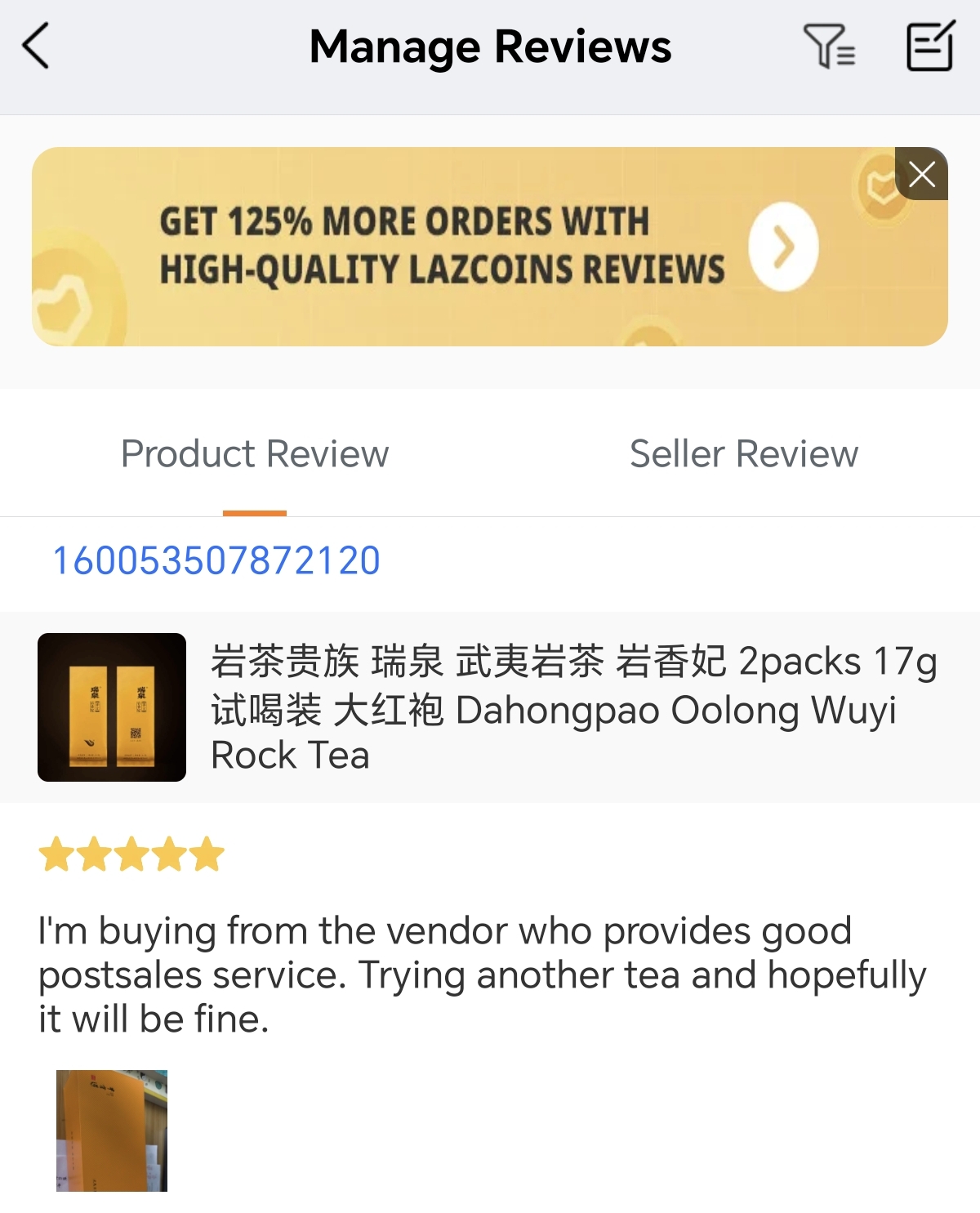 Lazada customer review screenshot 2