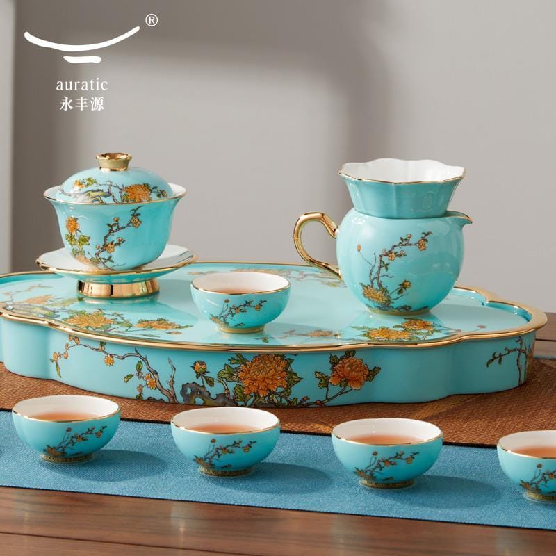 AURATIC Lady Porcelain West Lake Blue 15-piece Tea Set