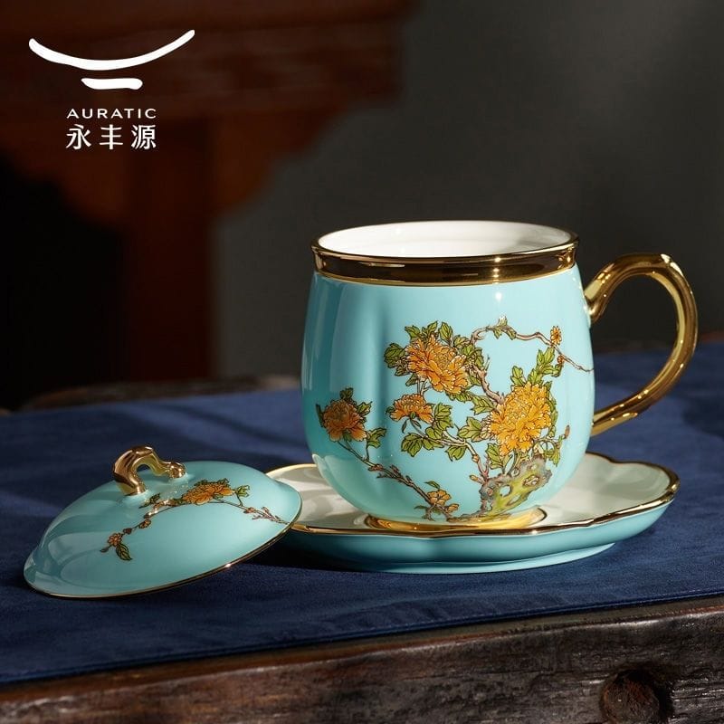 AURATIC Lady Porcelain in West Lake Blue Tea Cup