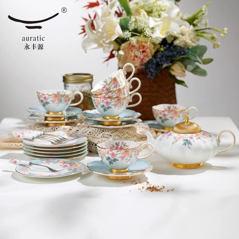 AURATIC Sky Blue Era 26-piece high-grade coffee/afternoon tea set