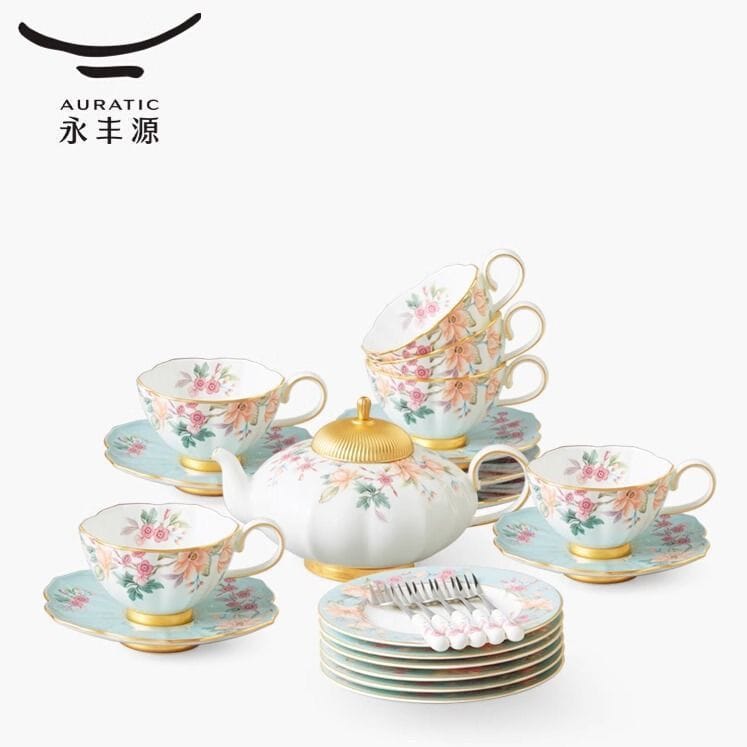 AURATIC Sky Blue Era 26-piece high-grade coffee/afternoon tea set