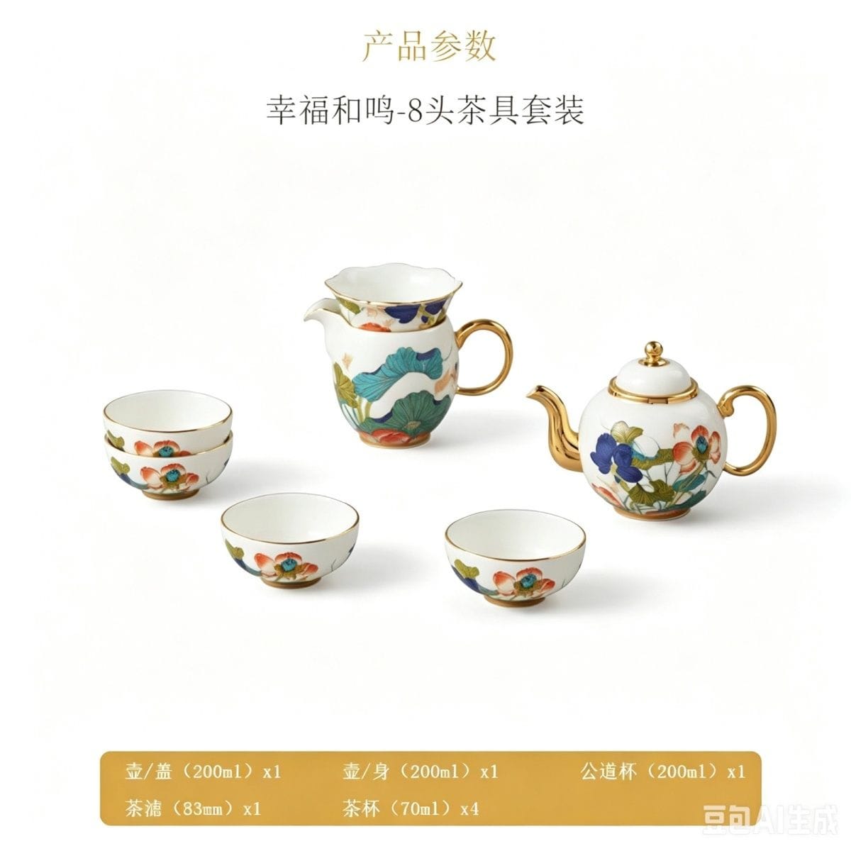 AURATIC Happiness Harmony 8-Piece Tea Set