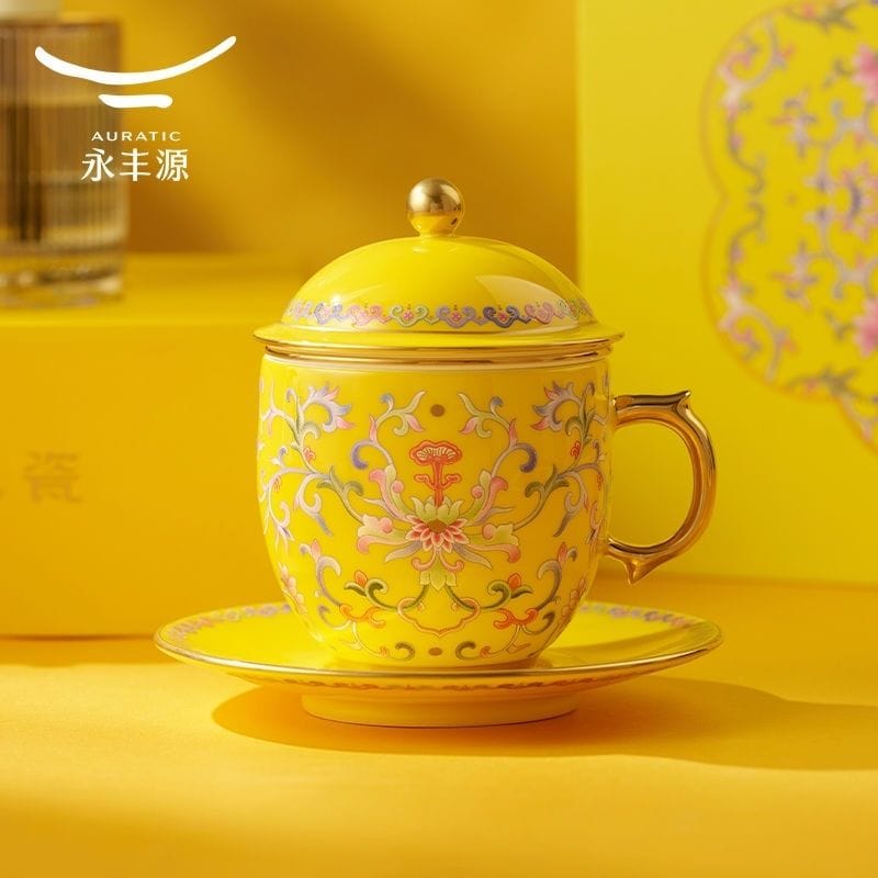 AURATIC Painted Enamel Porcelain Gaiwan